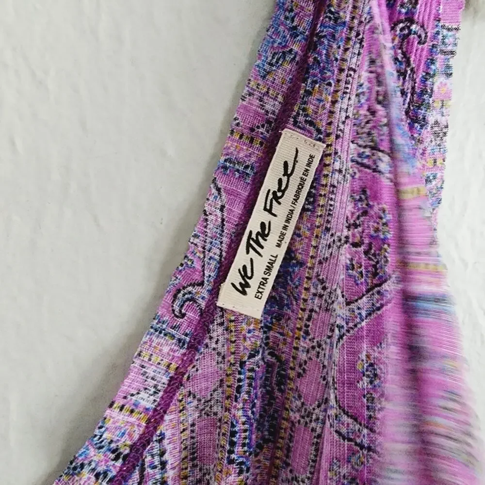 NEW Free People Twisted Wrap Tank Top Summer Bloom Floral Print Linen XS